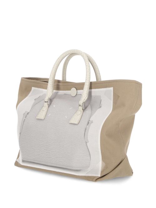 Borsa in twill beige/bianco/nero stampa trompe l'oeil Maison Margiela | SB1WC0008P6436HA192